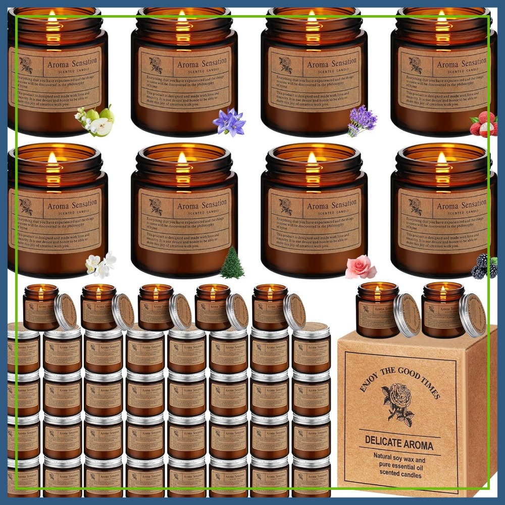 Amber Jar Candle - 48 Pcs Scented Candles Bulk -