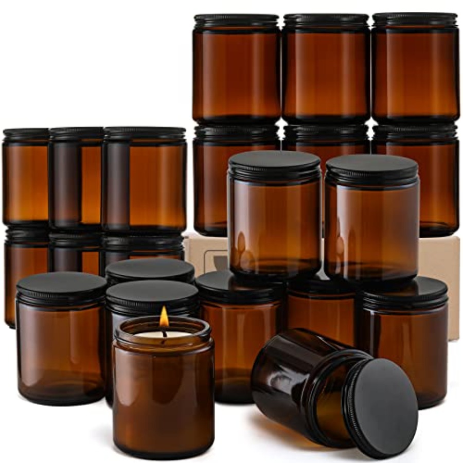 Amber Jar Candle - Pack, 8 OZ Thick Amber Candle