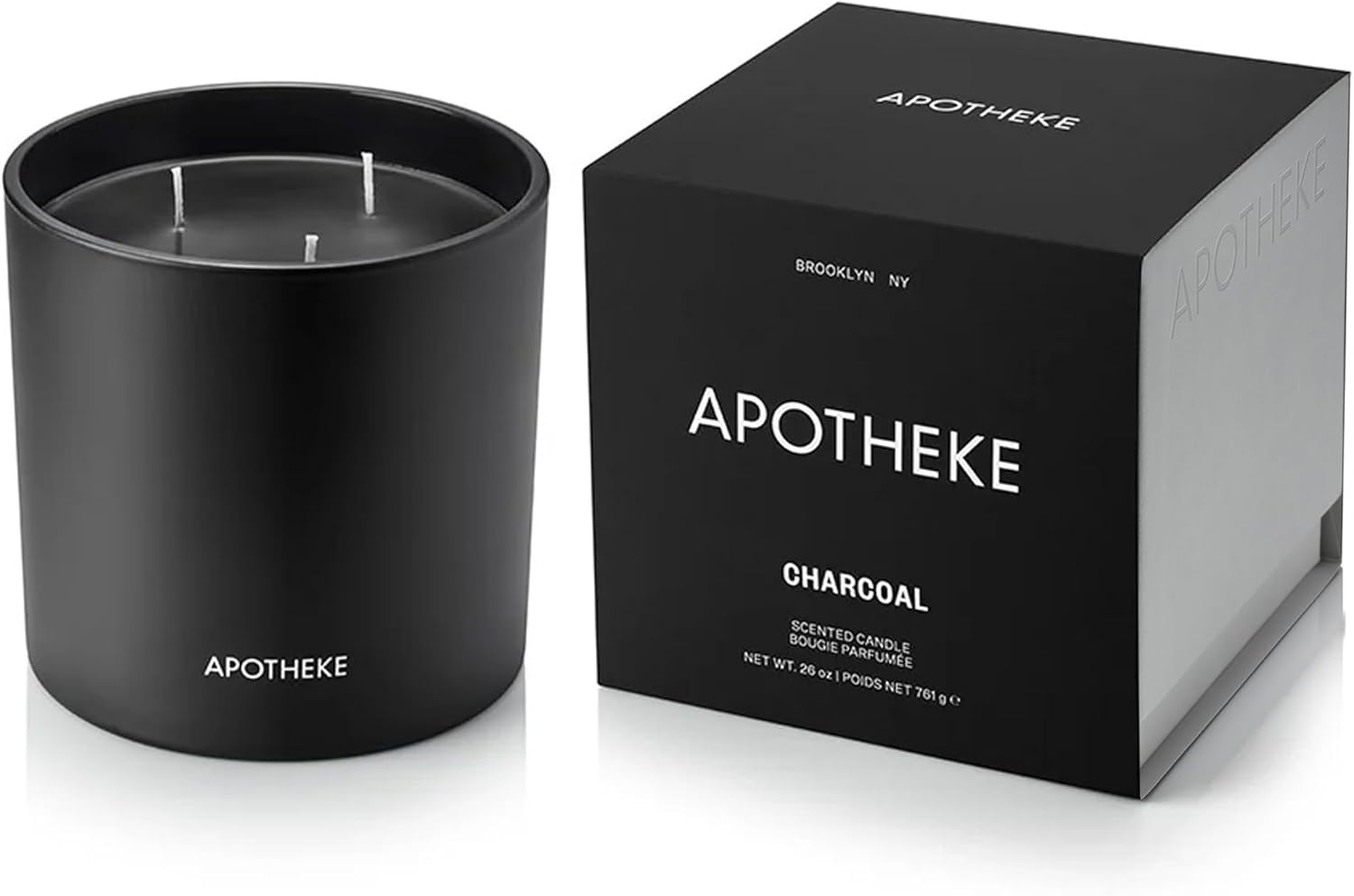 Amber Jar Candle - 3-Wick Scented Soy Candle, Charcoal Jar