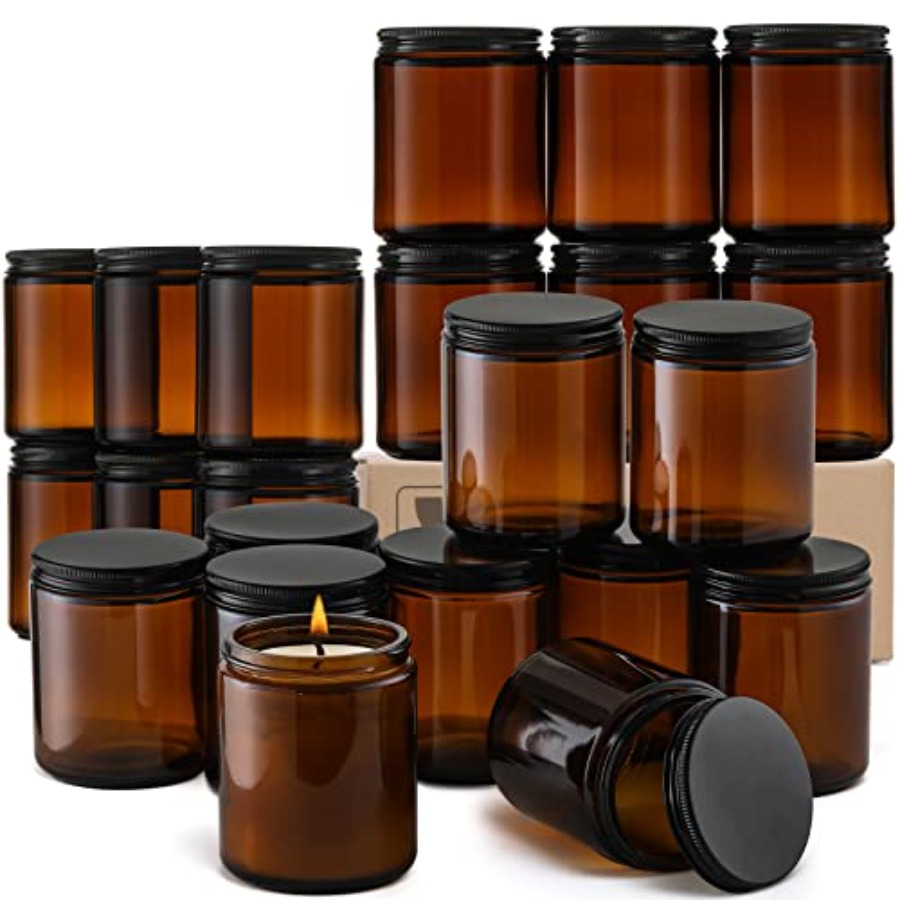Amber Jar Candle - Pack 8 OZ Thick Amber Candle