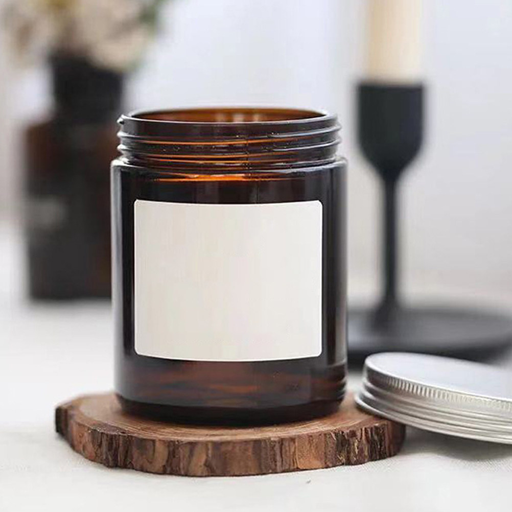 Amber Jar Candle - 4Pcs Amber Glass Jars Aluminum Lid