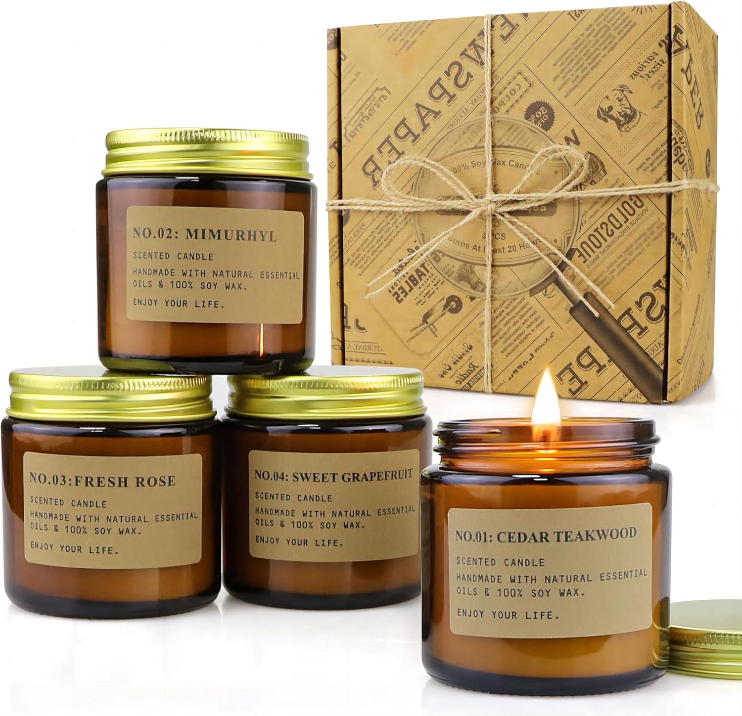 4 Pack Scented Soy Wax Candles - Amber Jar Candle ulasan dan harga