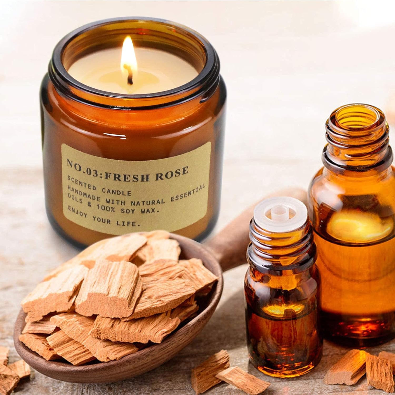 4 Pack Scented Soy Wax Candles - Amber Jar Candle ulasan dan harga