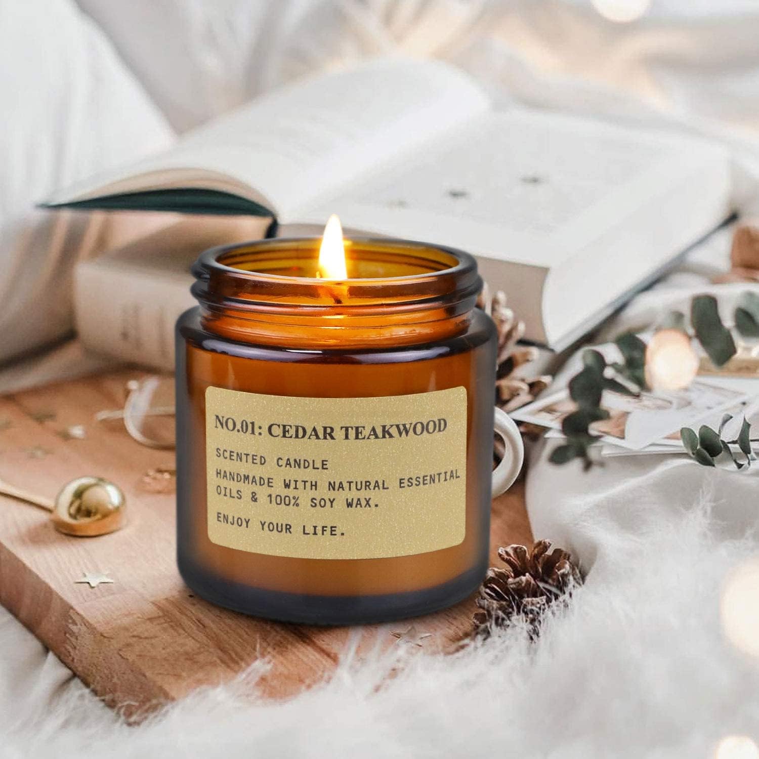 4 Pack Scented Soy Wax Candles - Amber Jar Candle ulasan dan harga