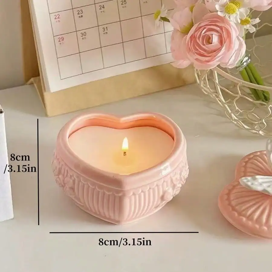 Heart Ceramic Candle Jar With  - Home Fragrances ulasan dan harga