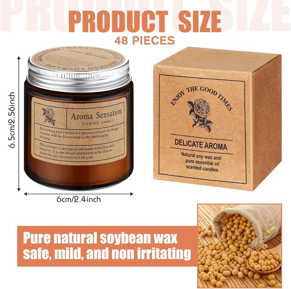 48 Pcs Scented Candles Bulk -  - Amber Jar Candle ulasan dan harga