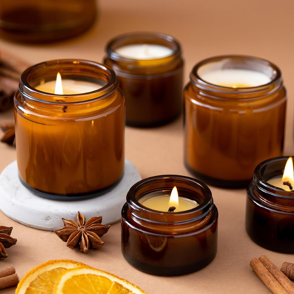 Glass Candle Jars, 4oz Amber R - Amber Jar Candle ulasan dan harga