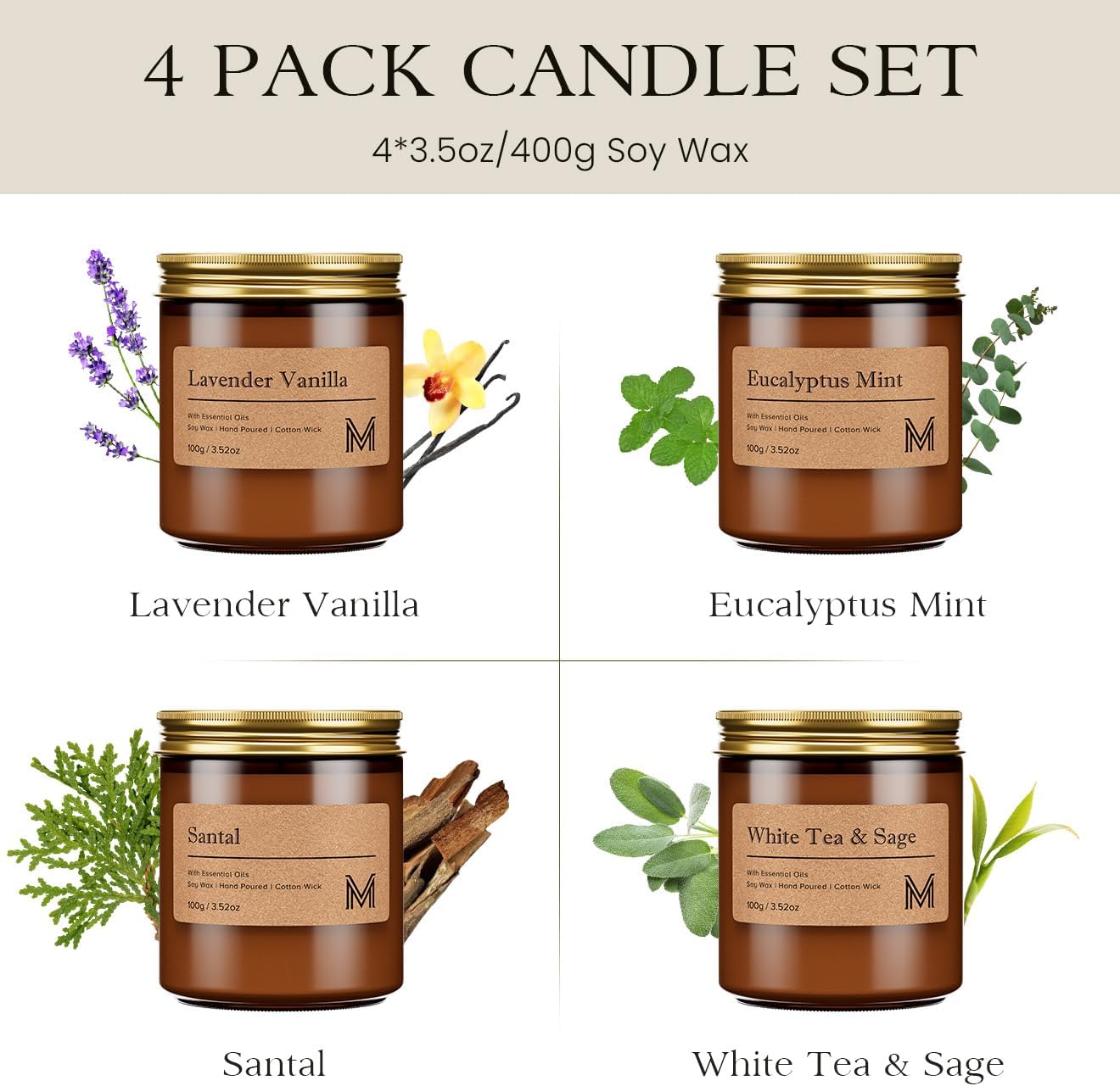 4 Pack Christmas Candle Gift S - Amber Jar Candle ulasan dan harga