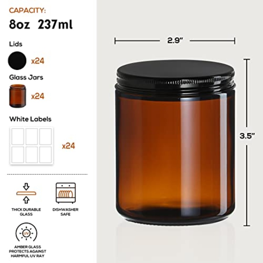 Pack, 8 OZ Thick Amber Candle  - Amber Jar Candle ulasan dan harga