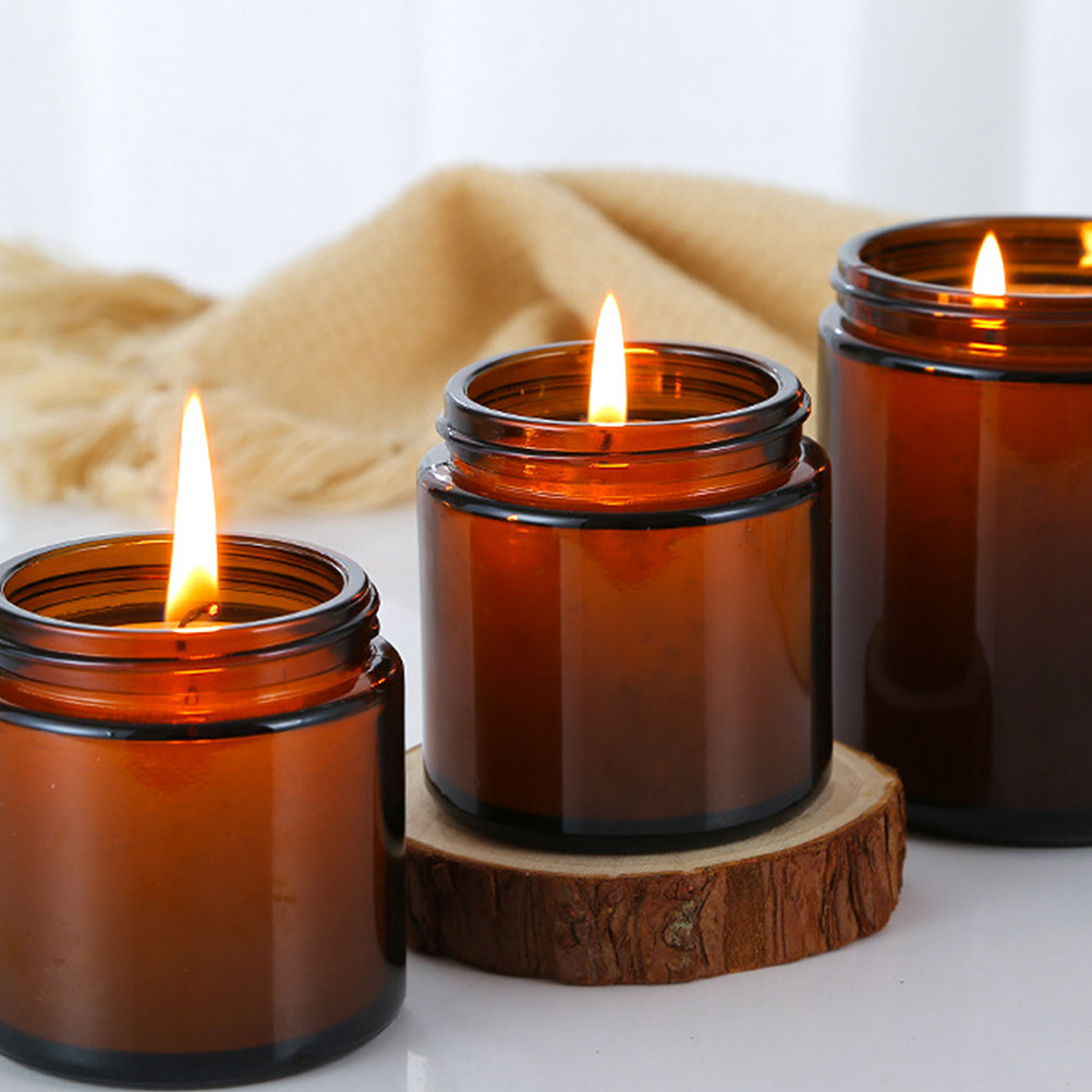 6Pcs Amber Glass Making Jars A - Amber Jar Candle ulasan dan harga