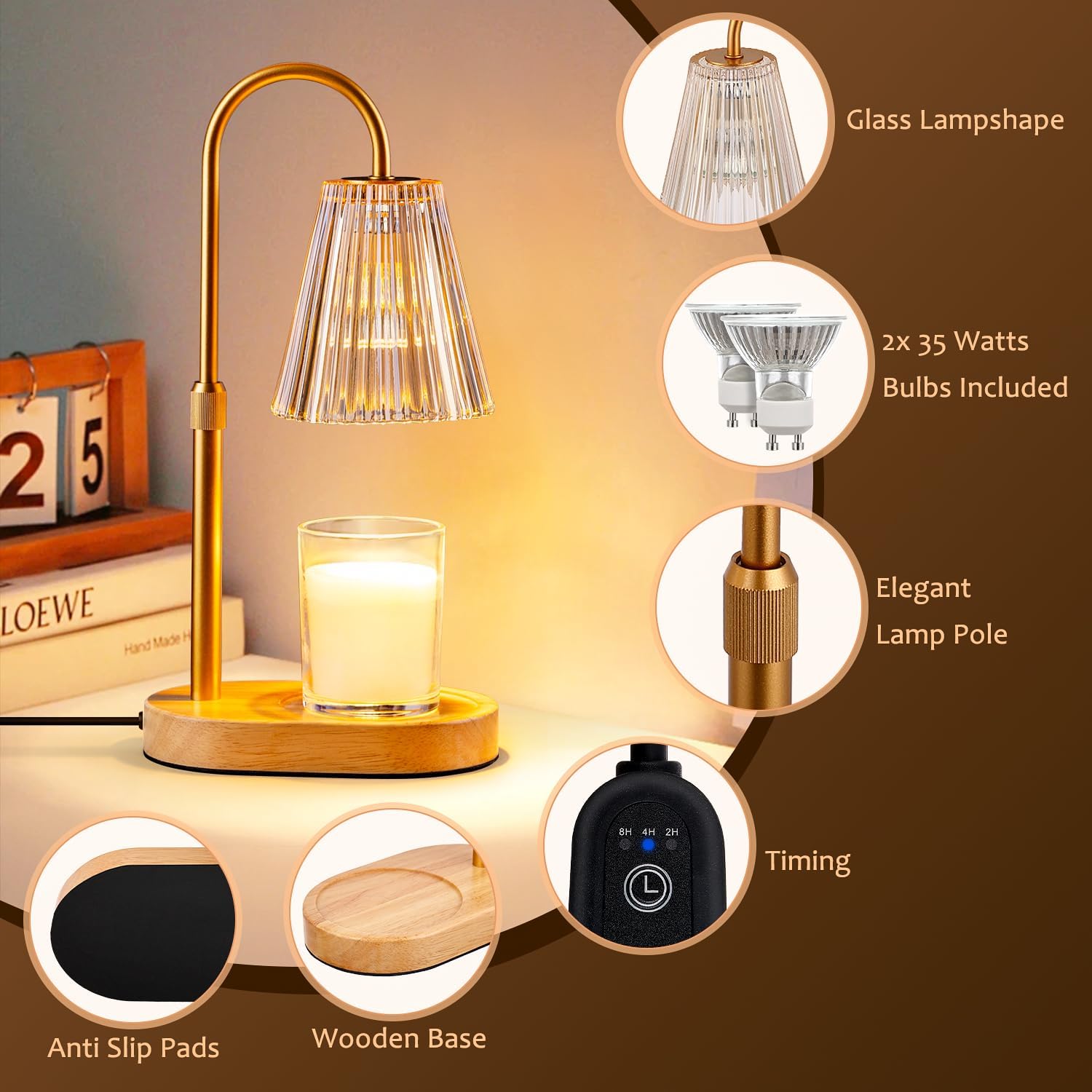 Candle Warmer Lamp with Timer  - Amber Jar Candle ulasan dan harga