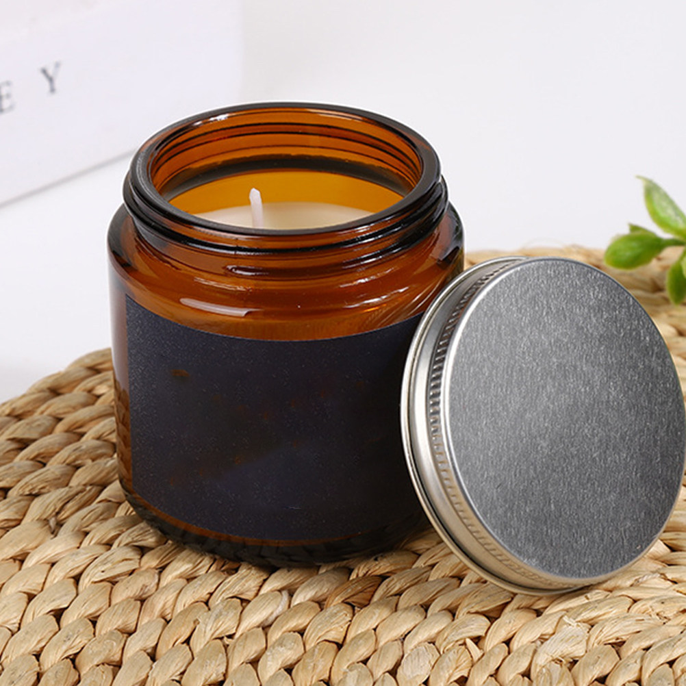 4Pcs Amber Glass Jars Aluminum - Amber Jar Candle ulasan dan harga