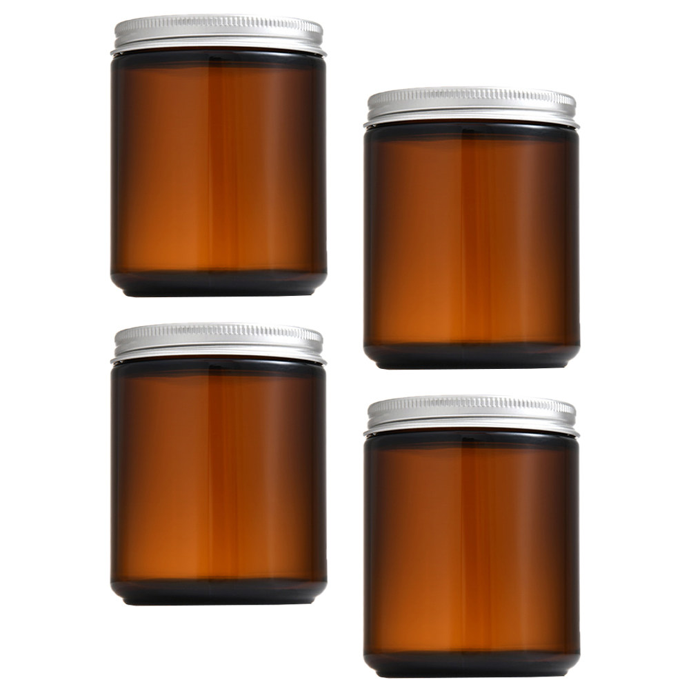 4Pcs Amber Glass Jars Aluminum - Amber Jar Candle ulasan dan harga